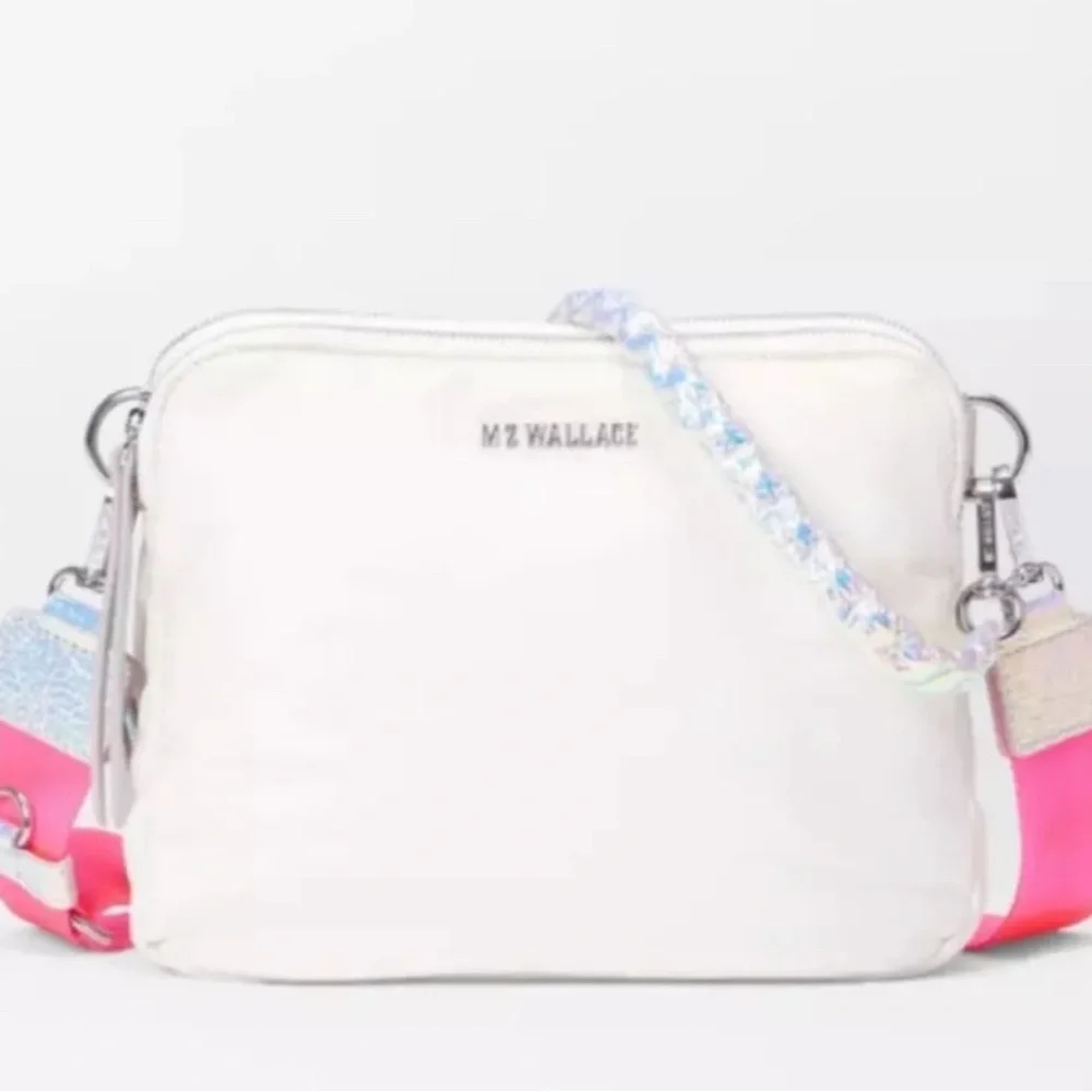 MZ Wallace White Crossbody Bag with Pink Strap - Picture 6 of 16